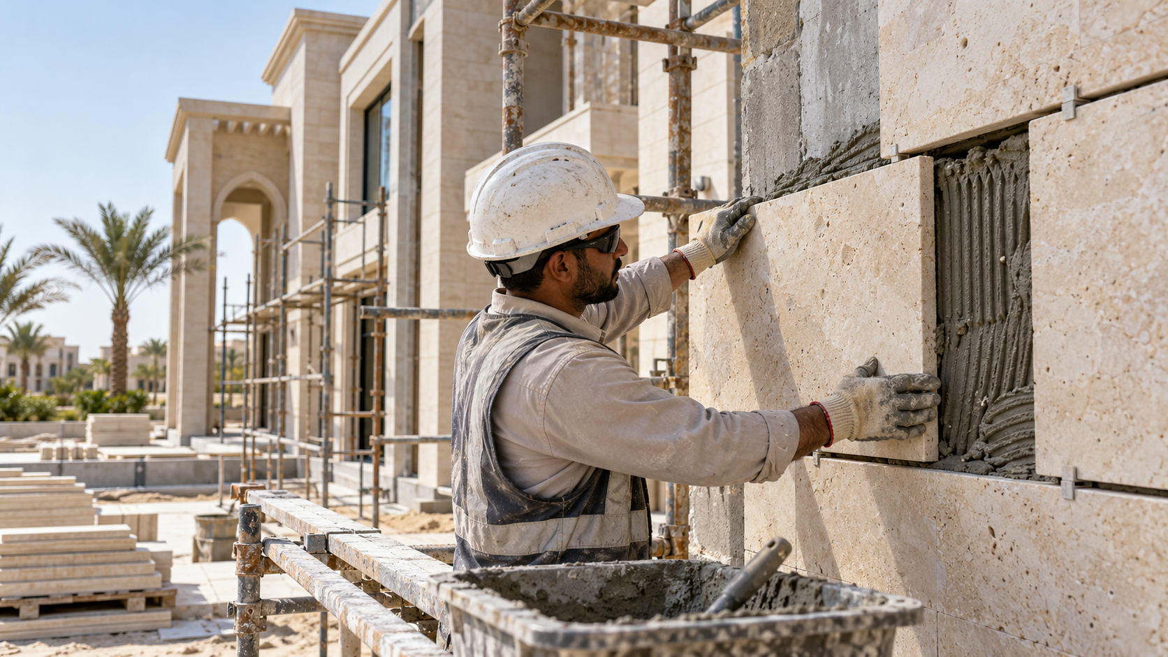 Illustrative stone cladding work